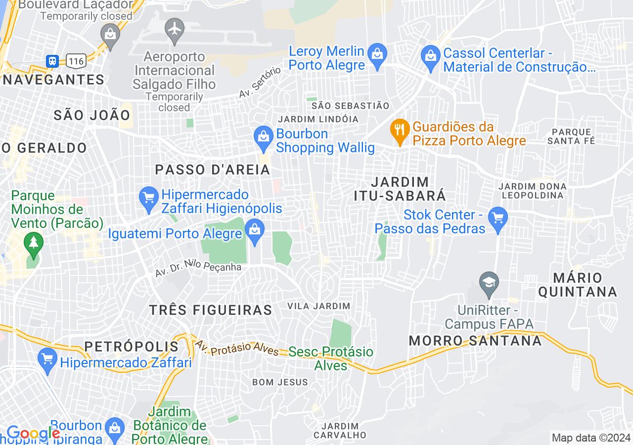 Mapa centralizado no bairro Vila Ipiranga