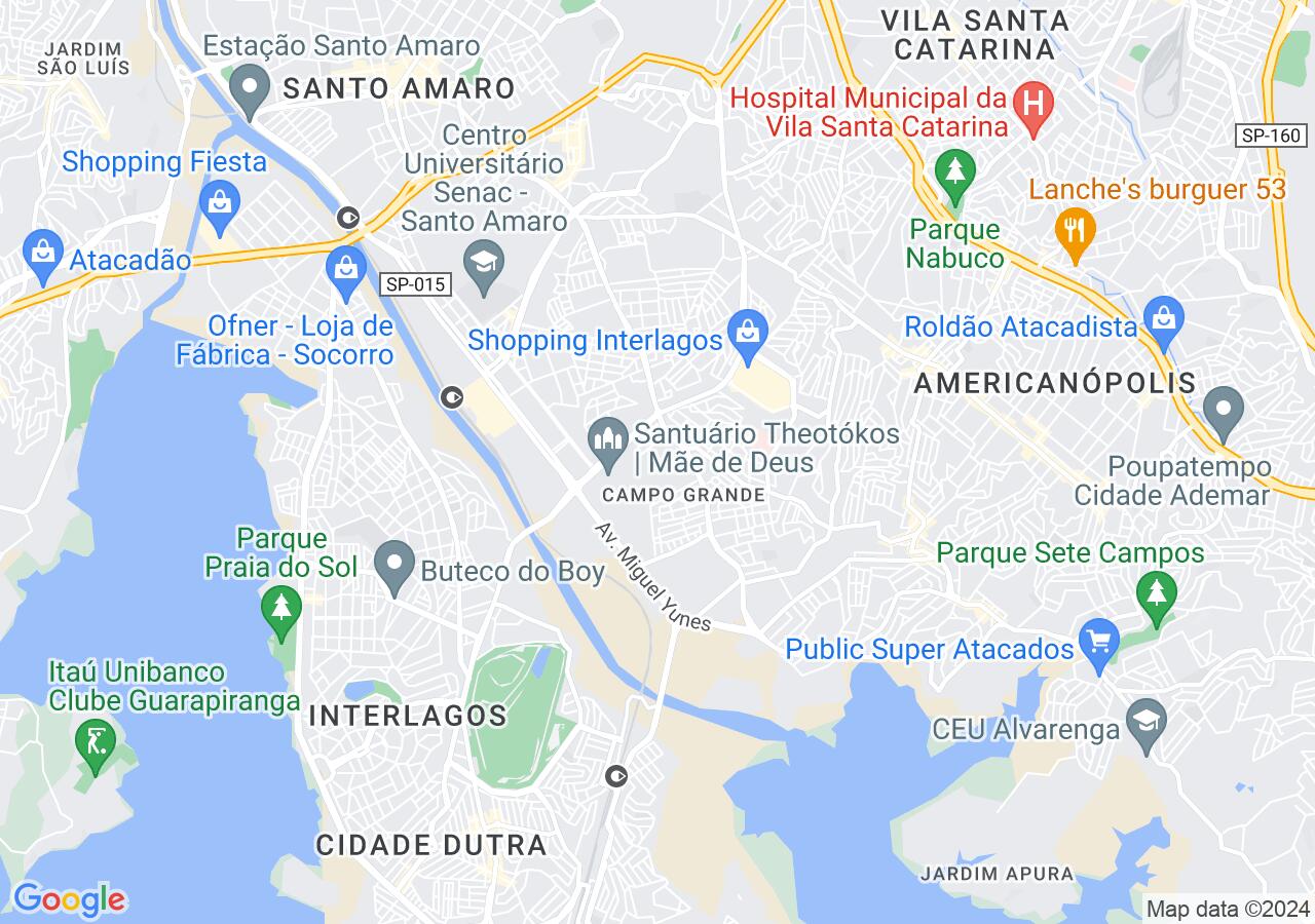Mapa centralizado no bairro Sabará (Zona Sul)