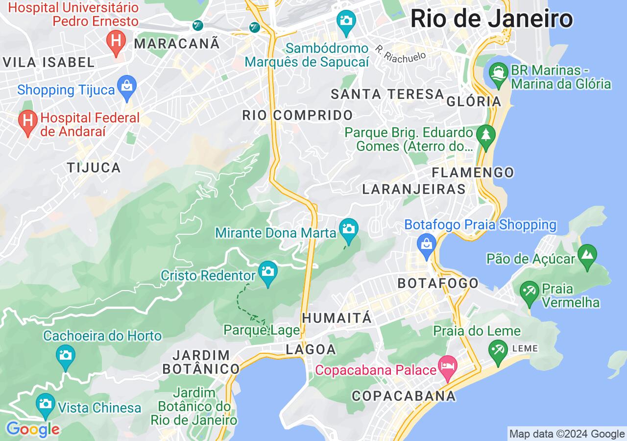 Mapa centralizado no bairro Cosme Velho