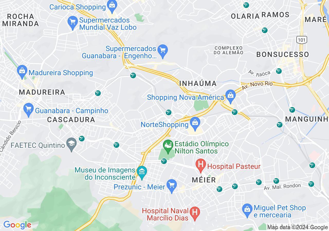 Mapa centralizado no bairro Pilares