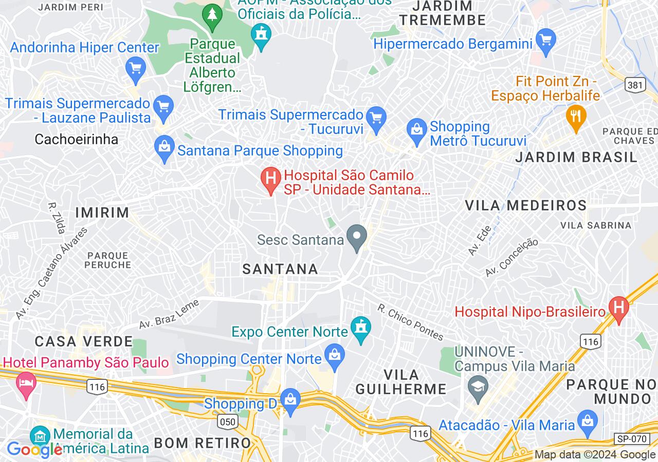 Mapa centralizado no bairro Jardim Sao Paulo