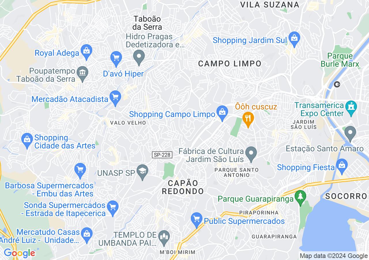 Mapa centralizado no bairro Horto do Ipê