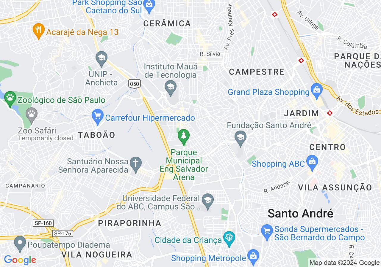 Mapa centralizado no bairro Rudge Ramos