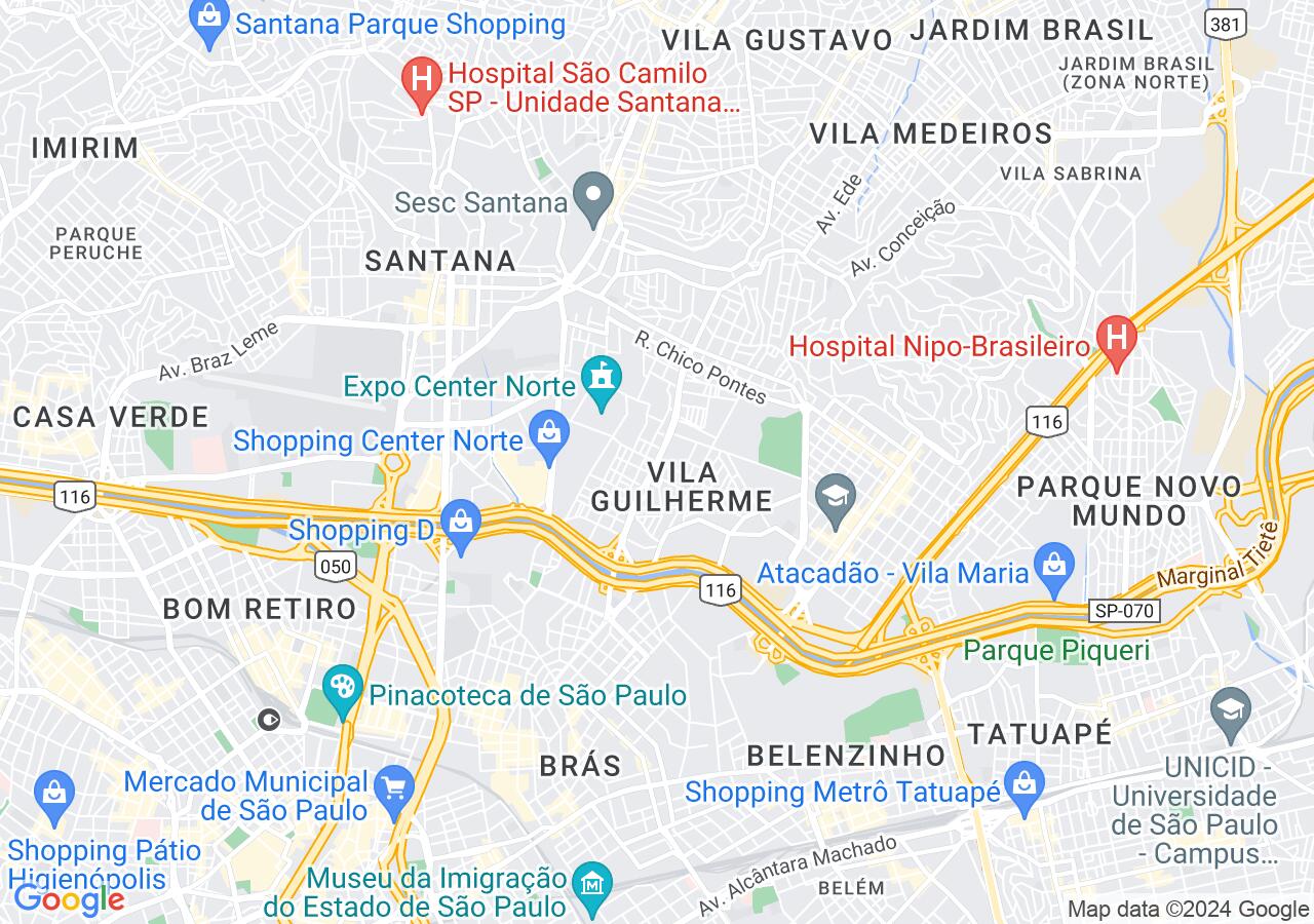 Mapa centralizado no bairro Vila Guilherme