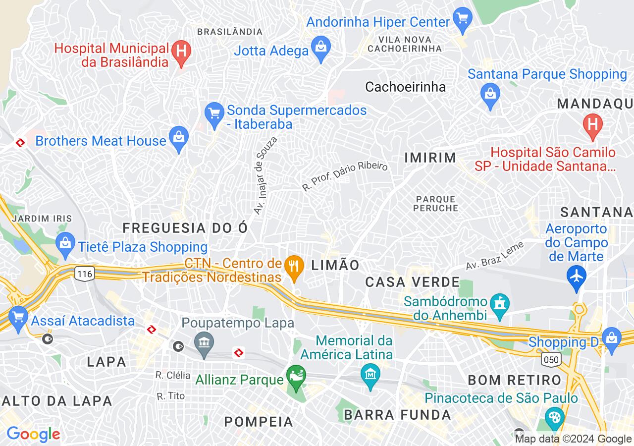 Mapa centralizado no bairro Limao
