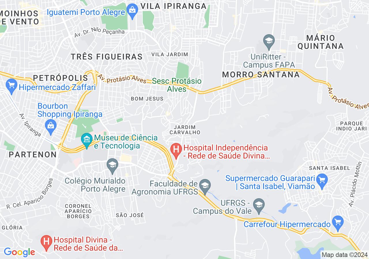 Mapa centralizado no bairro Jardim Carvalho