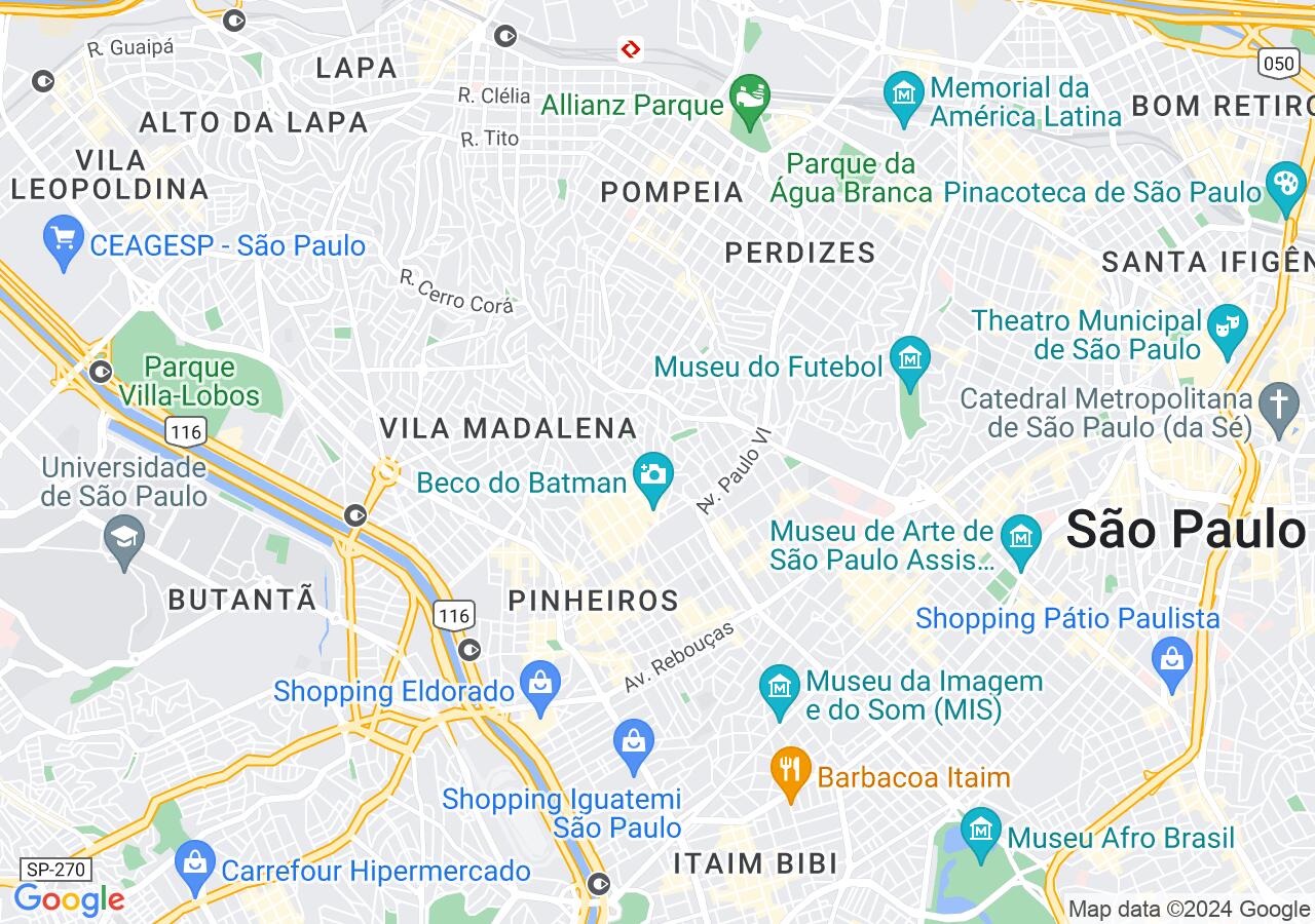Mapa centralizado no bairro Jardim das Bandeiras