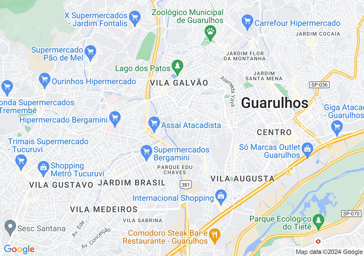 Mapa centralizado no bairro Jardim Vila Galvão