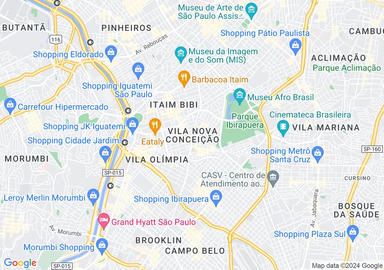 Mapa centralizado no bairro Vila Nova Conceição