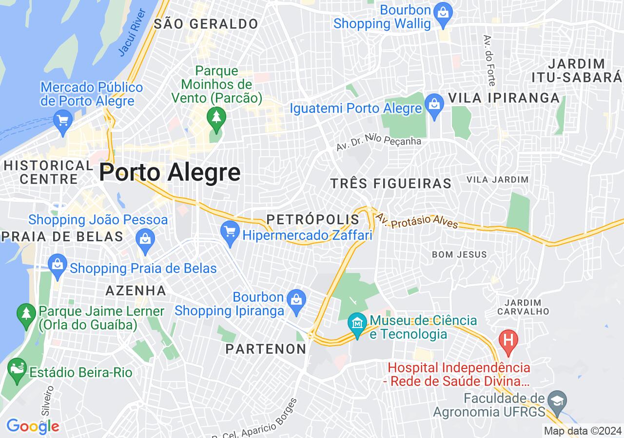 Mapa centralizado no bairro Petrópolis
