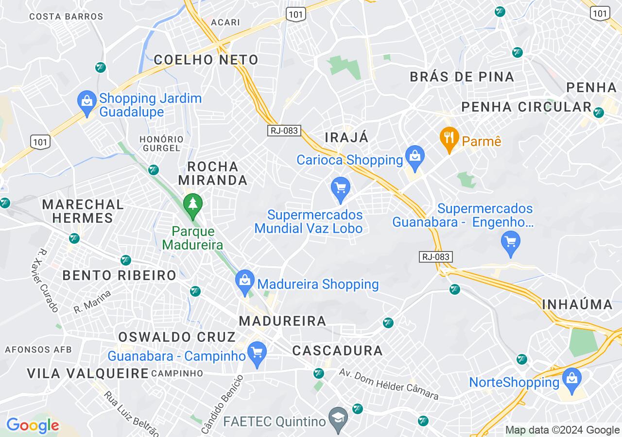 Mapa centralizado no bairro Vaz Lobo