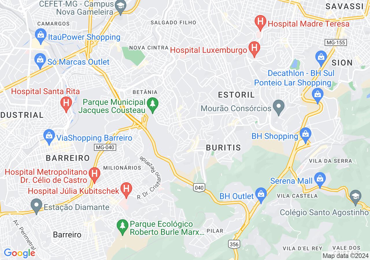 Mapa centralizado no bairro Palmeiras