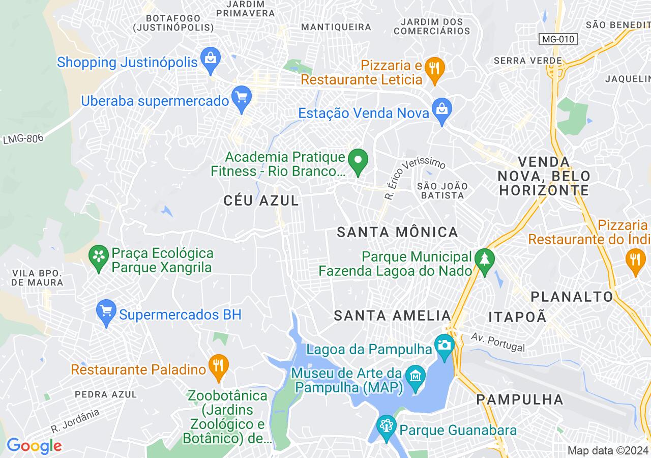Mapa centralizado no bairro Jardim Leblon