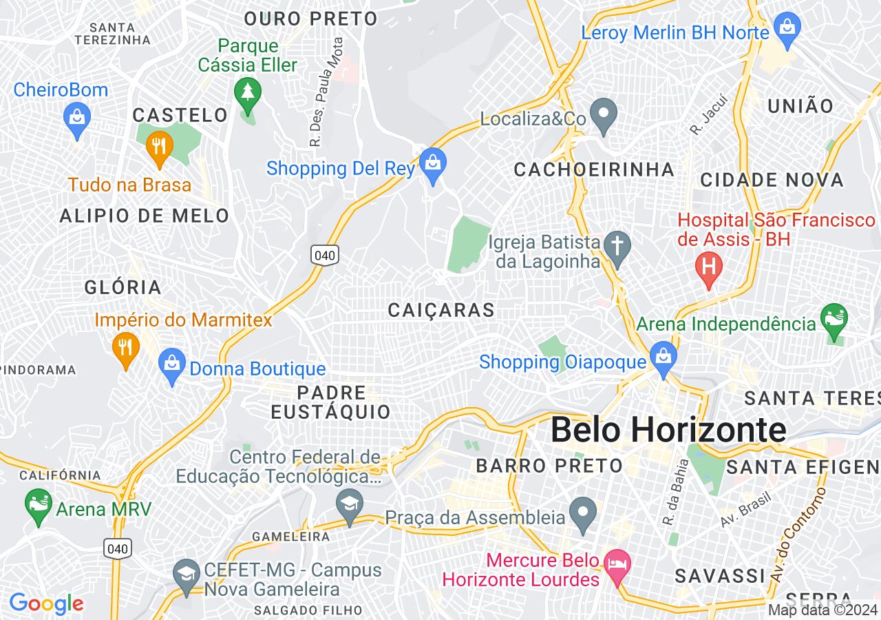 Mapa centralizado no bairro Caiçaras