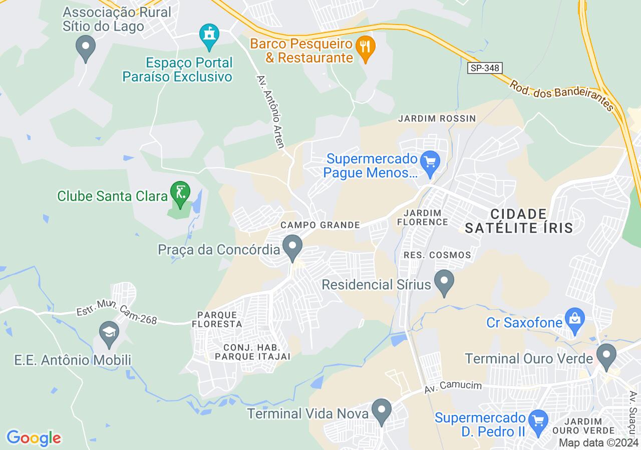 Mapa centralizado no bairro Campo Grande