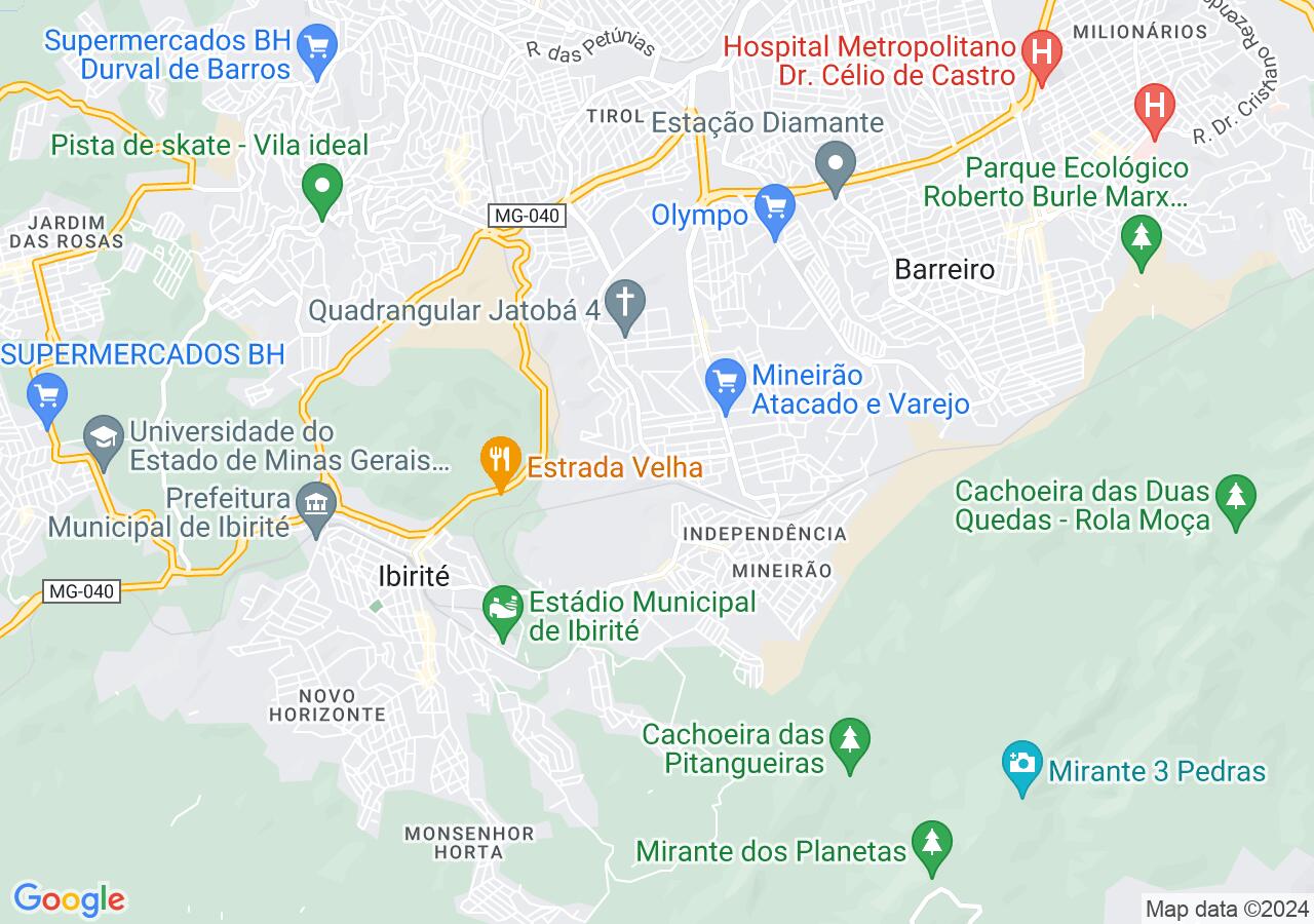 Mapa centralizado no bairro Vila Mangueiras
