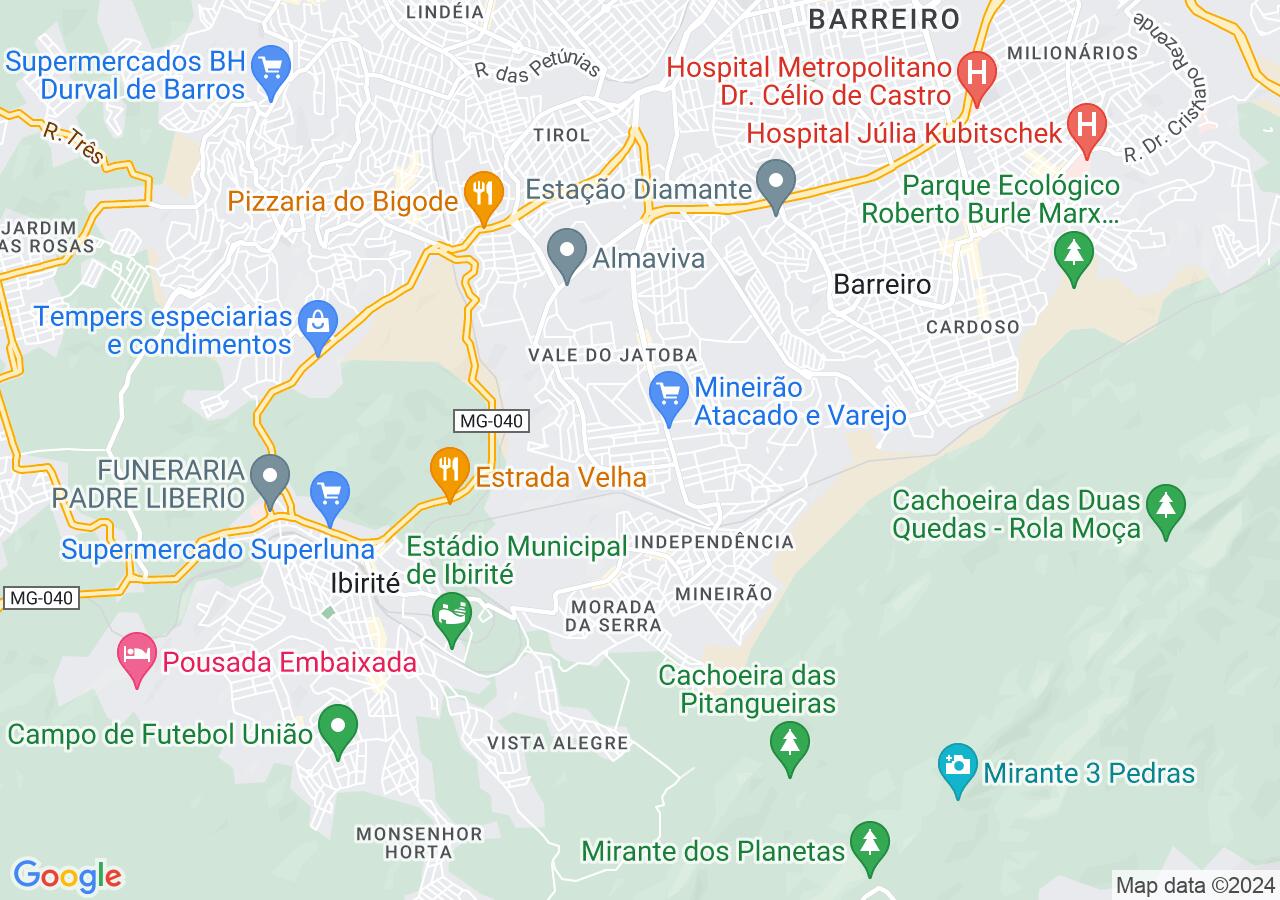 Mapa centralizado no bairro Mangueiras