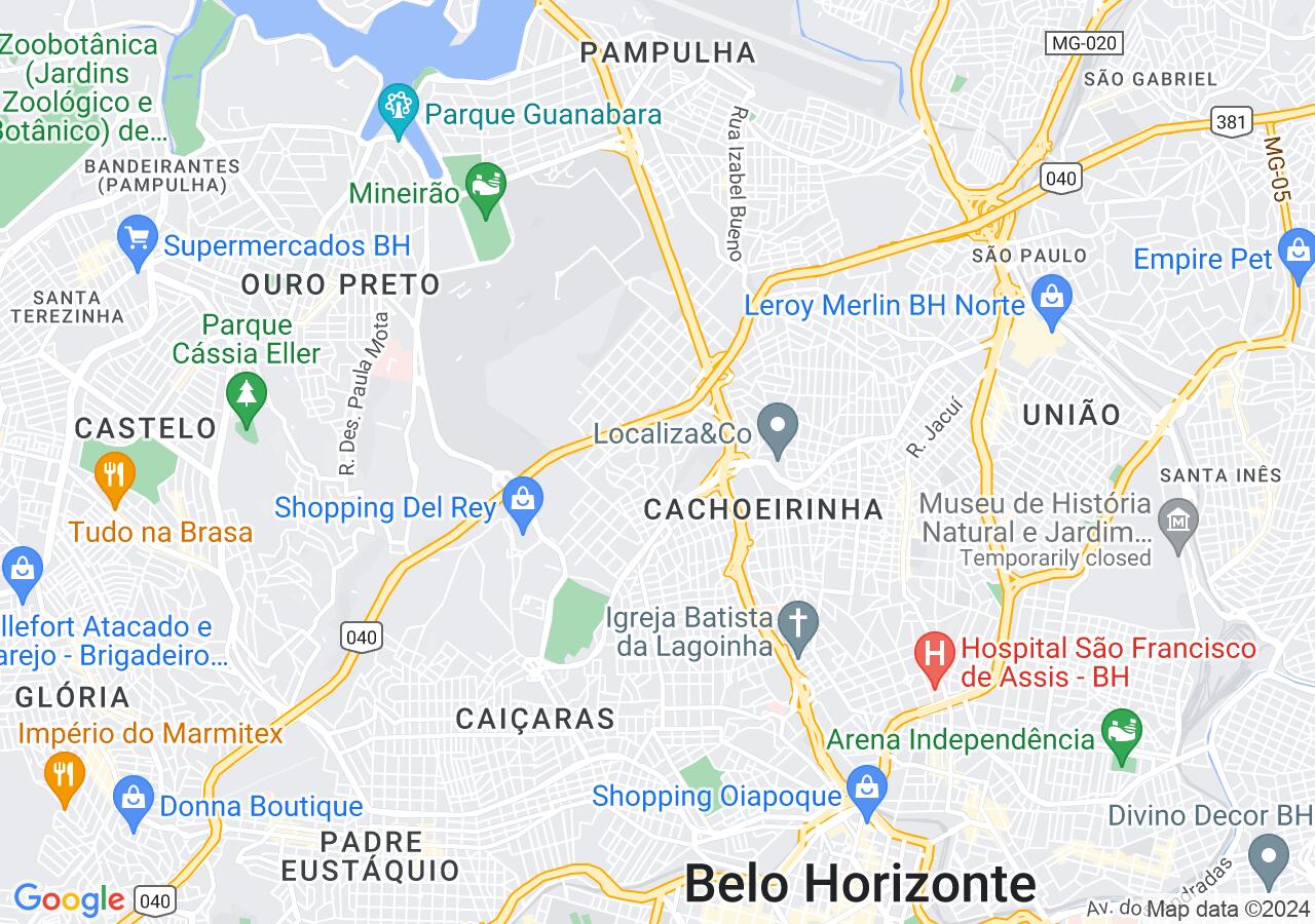 Mapa centralizado no bairro Nova Cachoeirinha