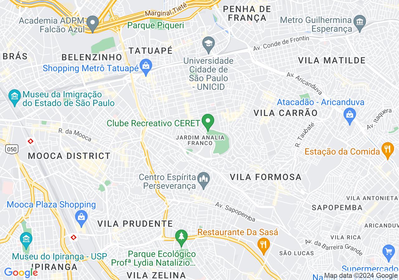 Mapa centralizado no bairro Jardim Analia Franco