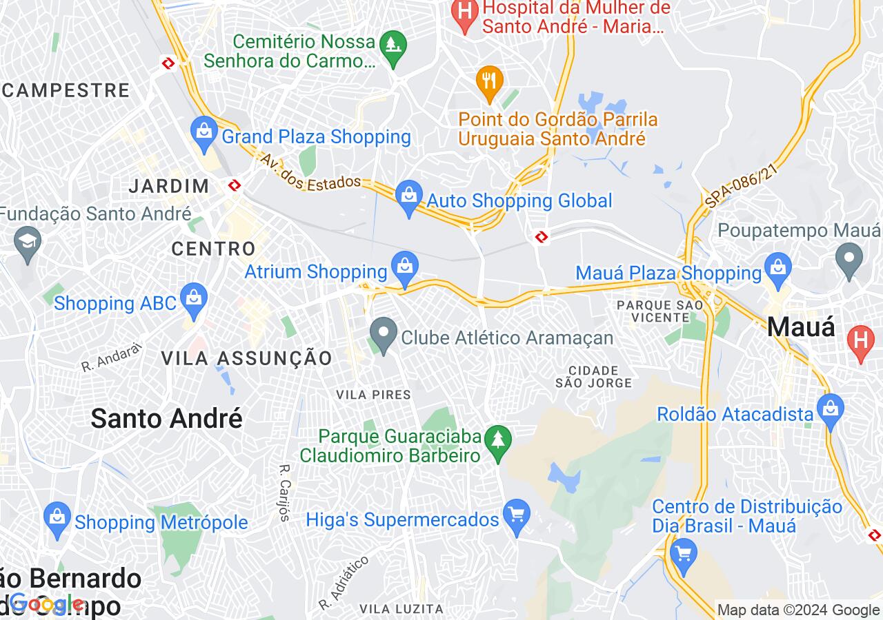 Mapa centralizado no bairro Vila Homero Thon