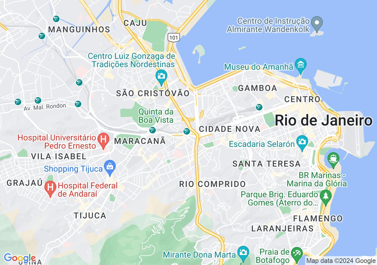 Mapa centralizado no bairro Praça da Bandeira