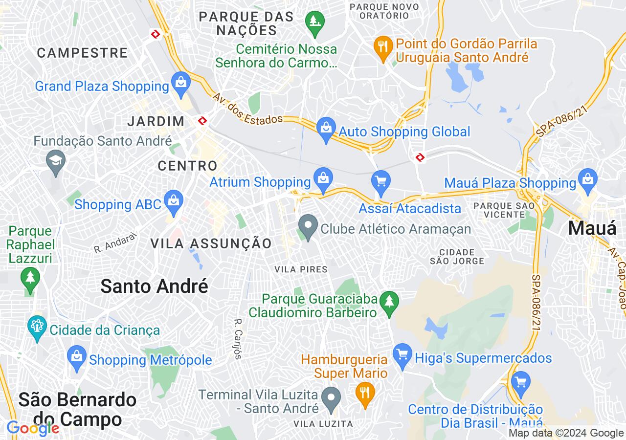 Mapa centralizado no bairro Vila América