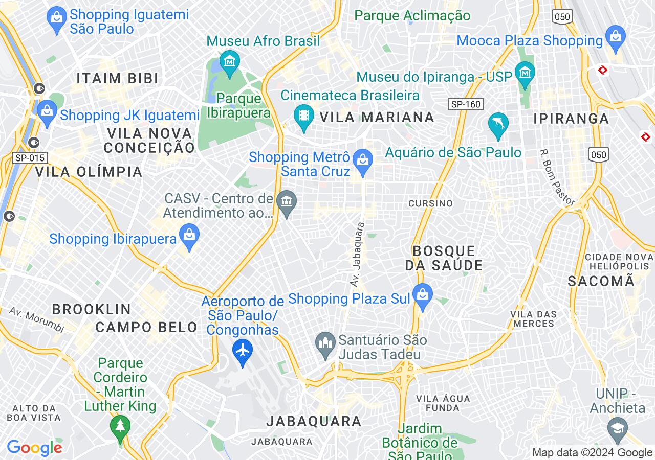 Mapa centralizado no bairro Mirandópolis