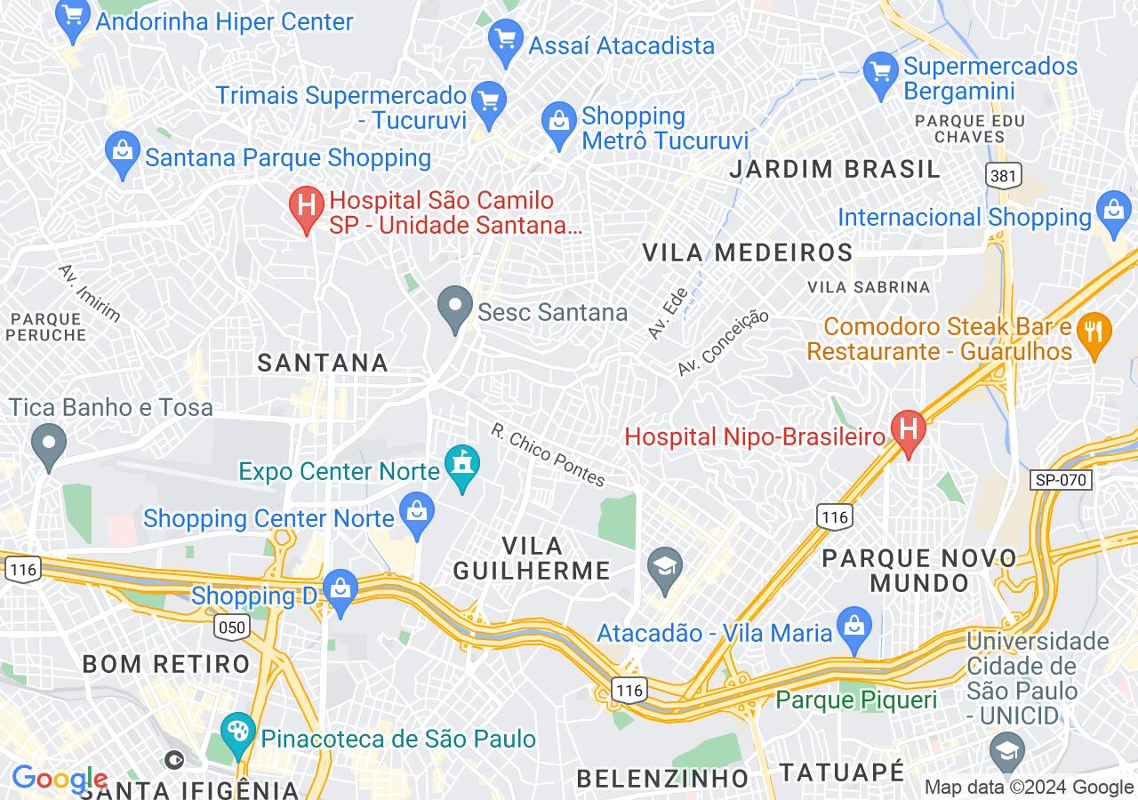 Mapa centralizado no bairro Vila Paiva