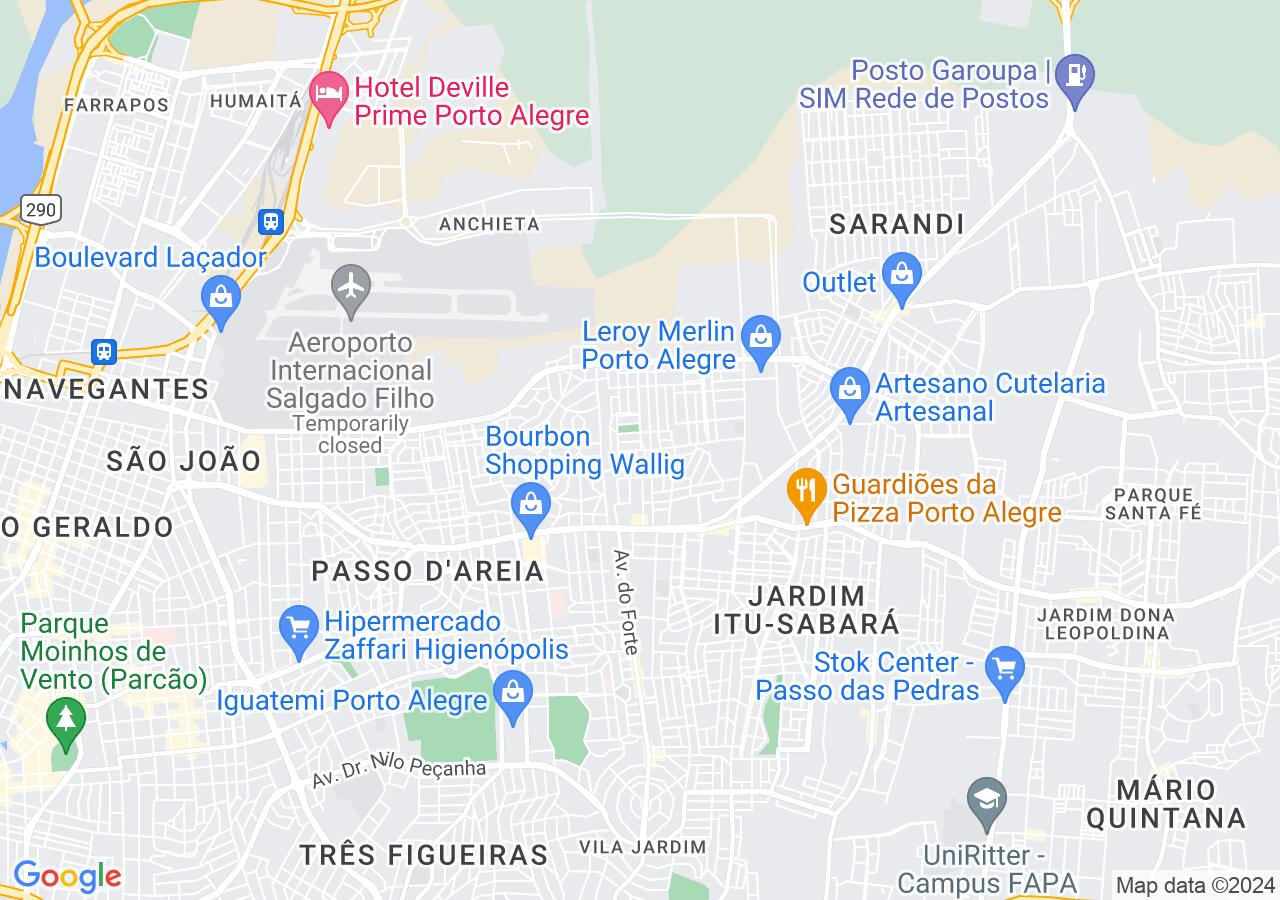 Mapa centralizado no bairro Jardim Lindóia