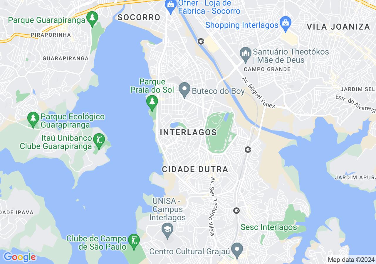 Mapa centralizado no bairro Interlagos