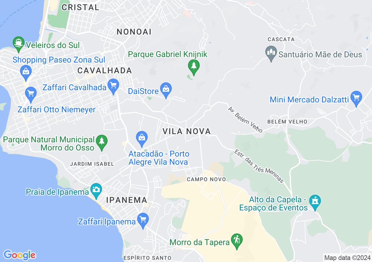 Mapa centralizado no bairro Vila Nova