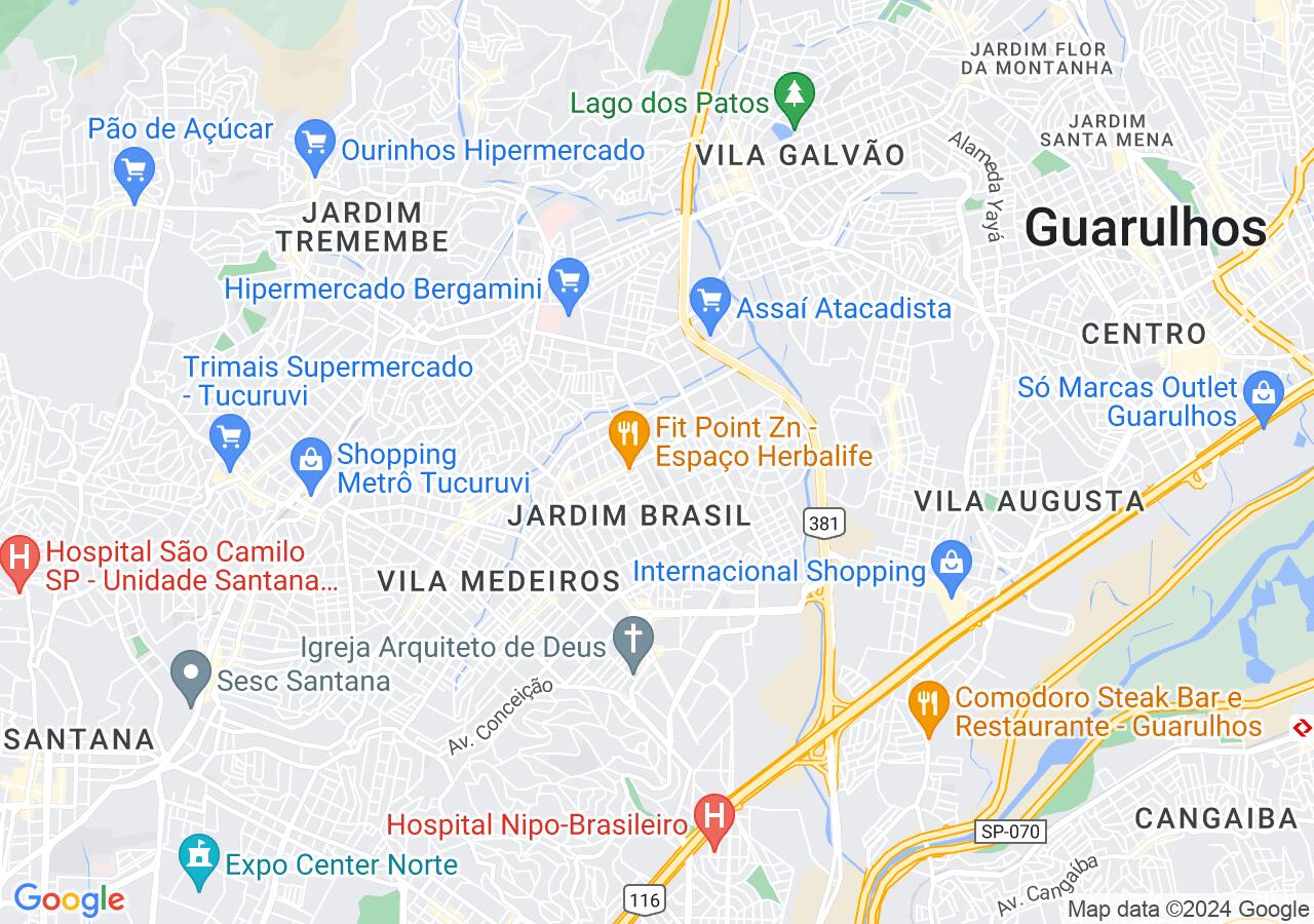 Mapa centralizado no bairro Jardim Brasil (Zona Norte)