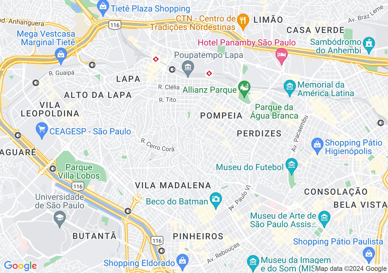 Mapa centralizado no bairro POMPEIA