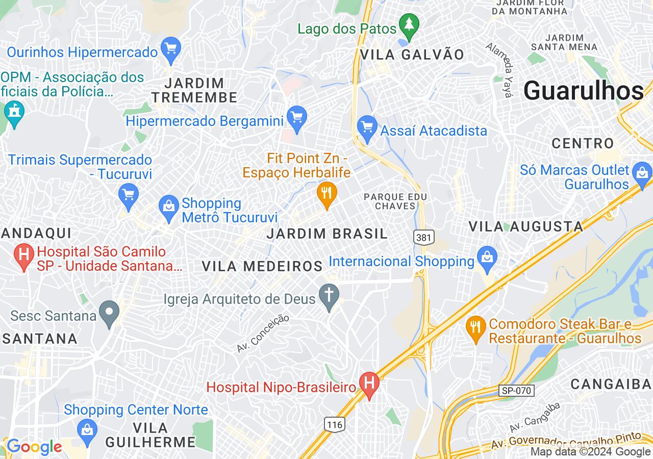 Mapa centralizado no bairro Jardim Brasil