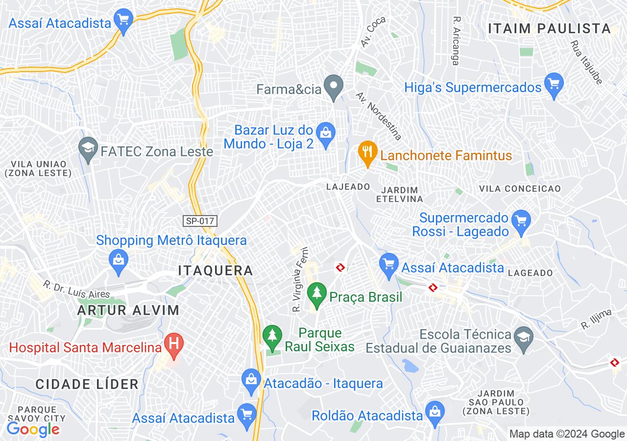 Mapa centralizado no bairro Parada XV de Novembro