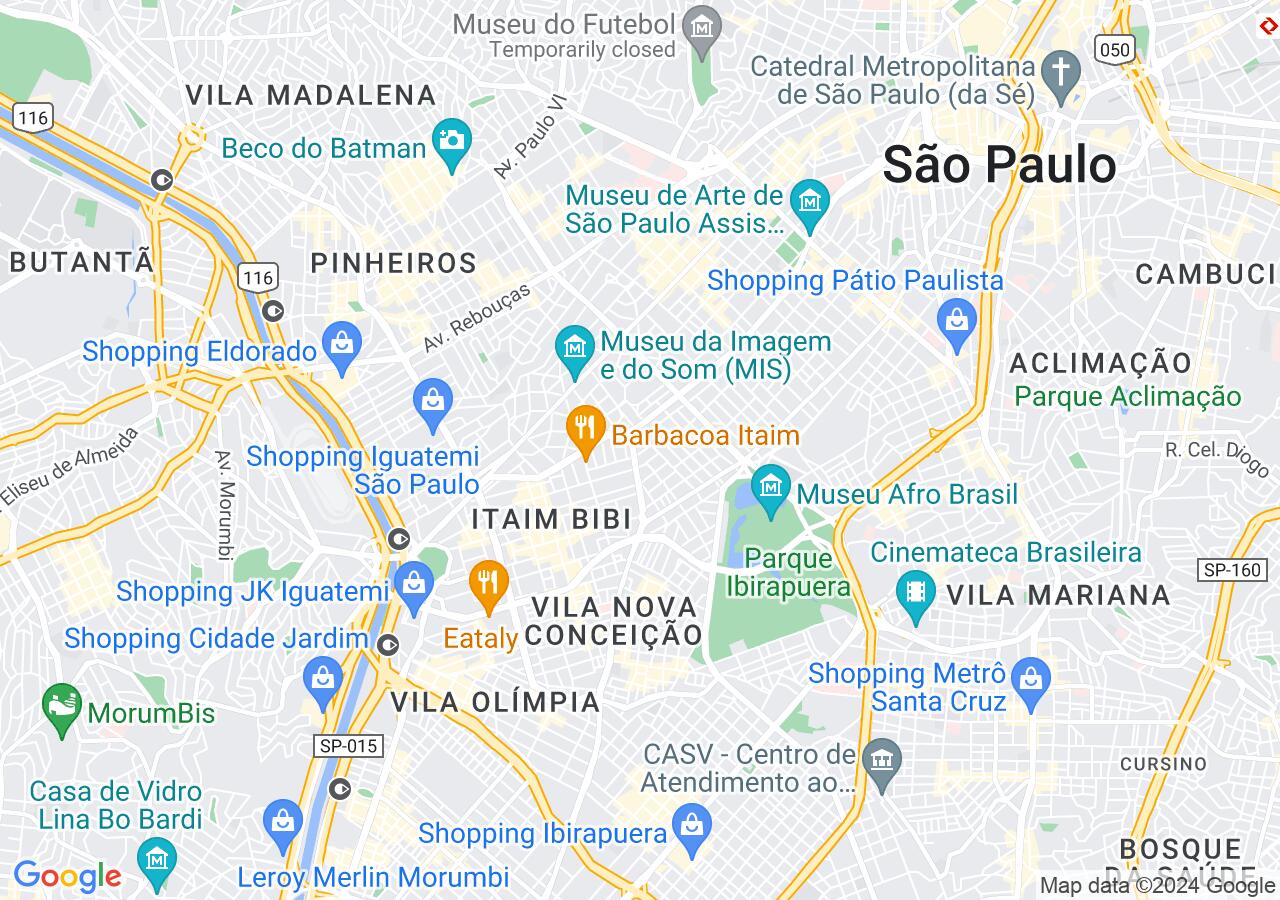 Mapa centralizado no bairro Jardim Paulista