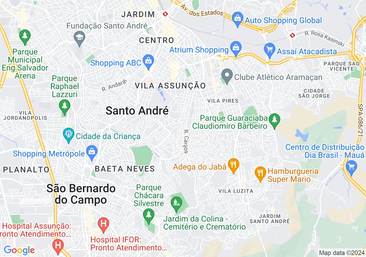 Mapa centralizado no bairro Jardim Progresso