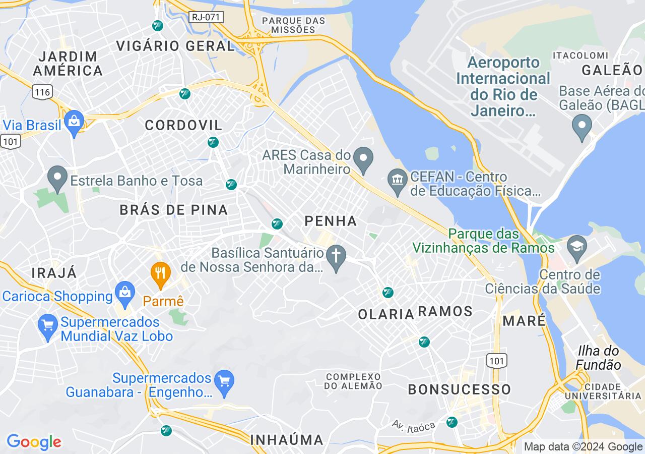 Mapa centralizado no bairro Penha