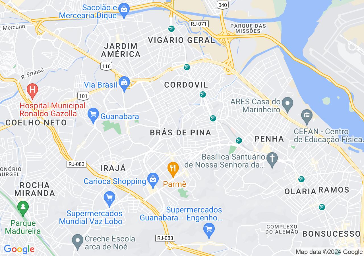 Mapa centralizado no bairro Bráz de Pina