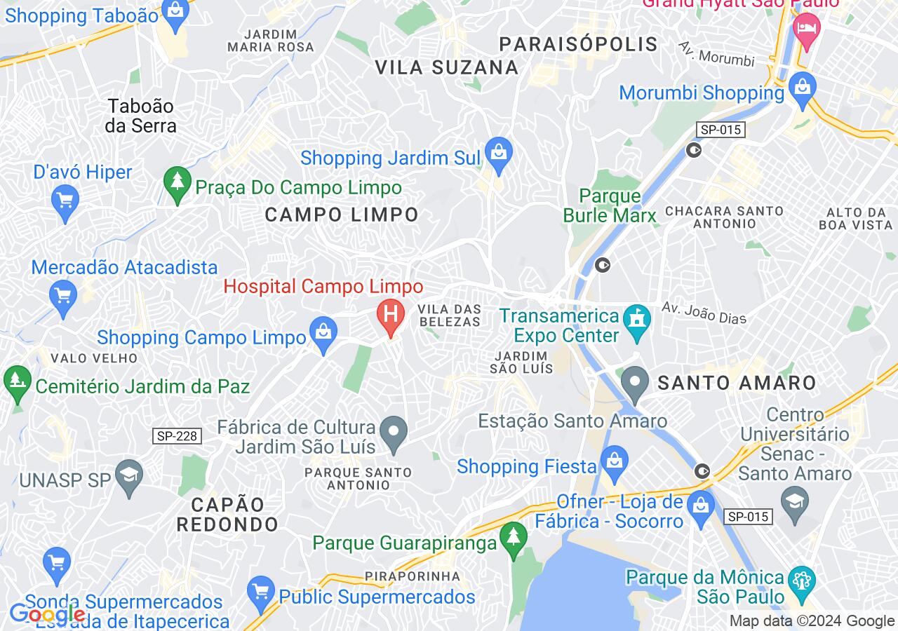 Mapa centralizado no bairro Vila das Belezas