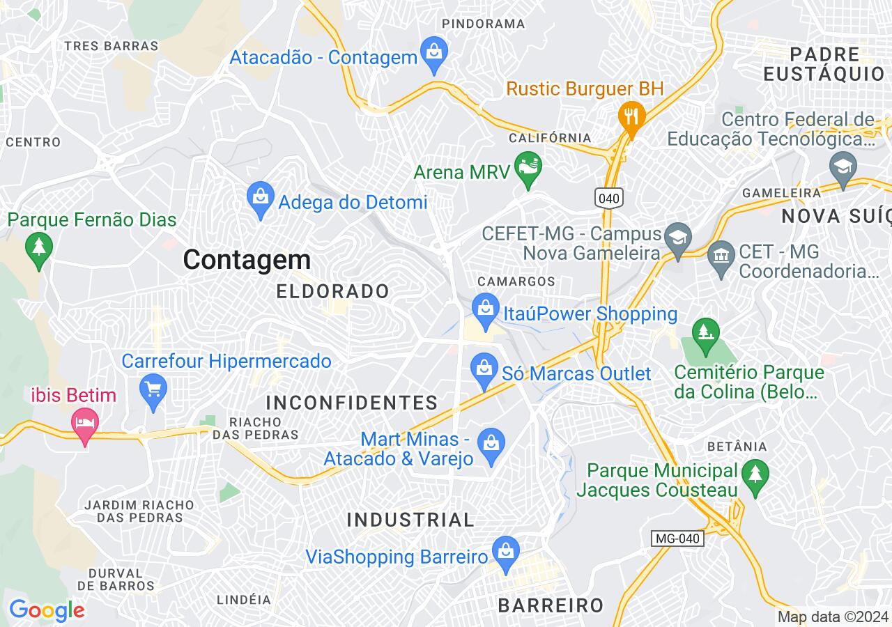 Mapa centralizado no bairro Camargos