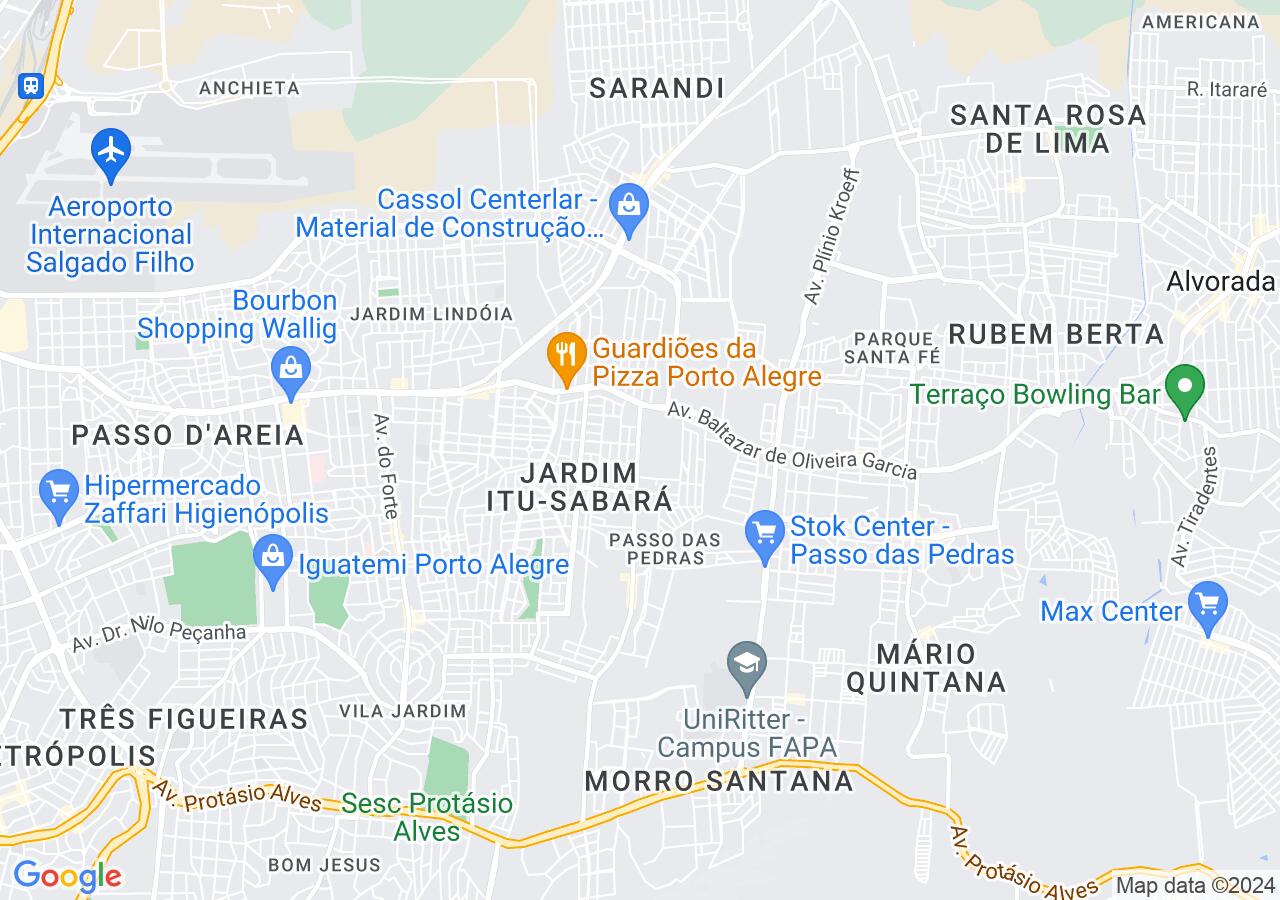 Mapa centralizado no bairro Jardim Itu