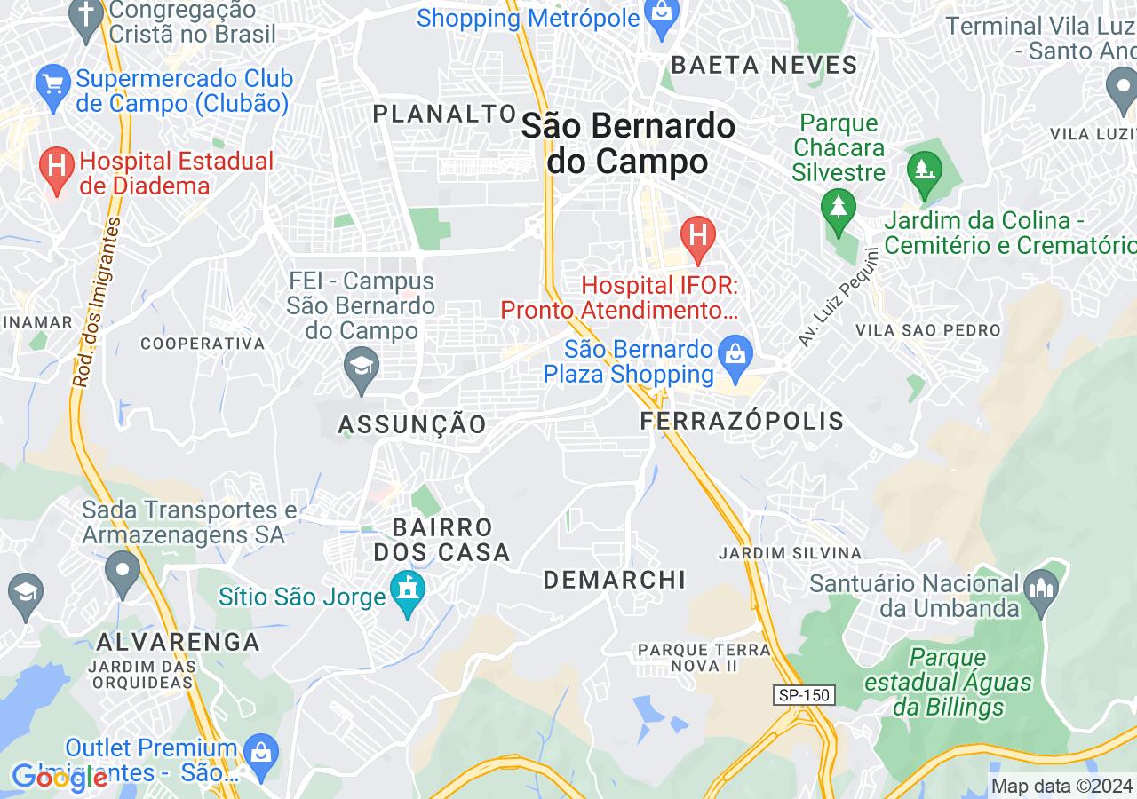 Mapa centralizado no bairro Cidade Miramar
