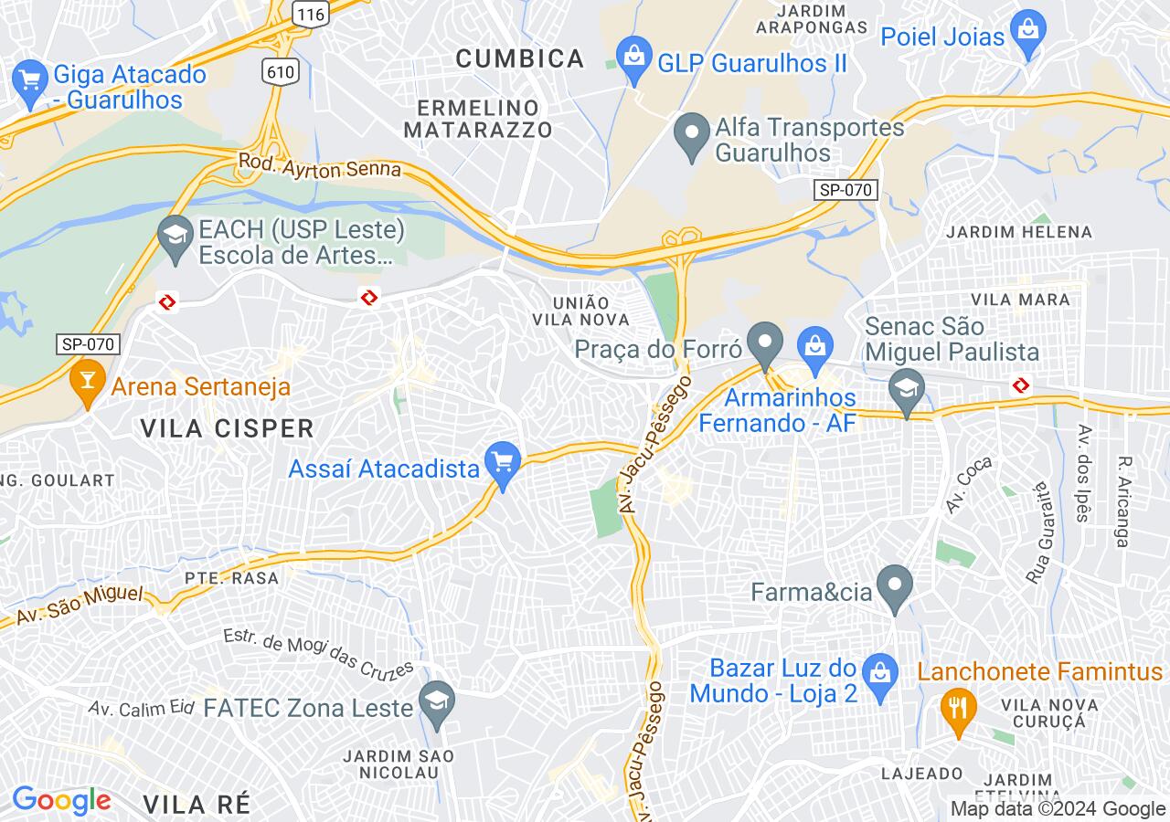 Mapa centralizado no bairro Parque Cruzeiro do Sul