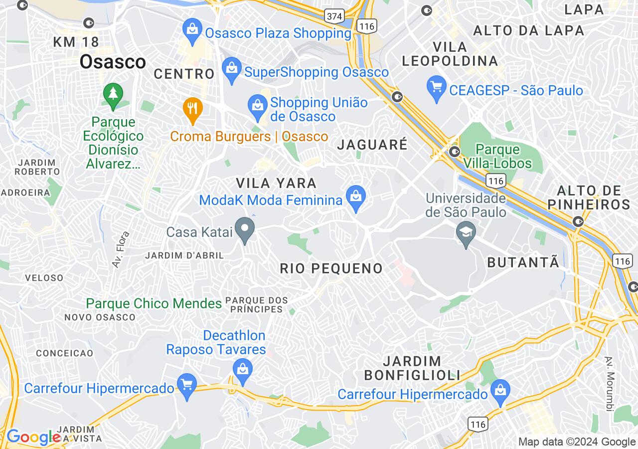 Mapa centralizado no bairro Cidade São Francisco