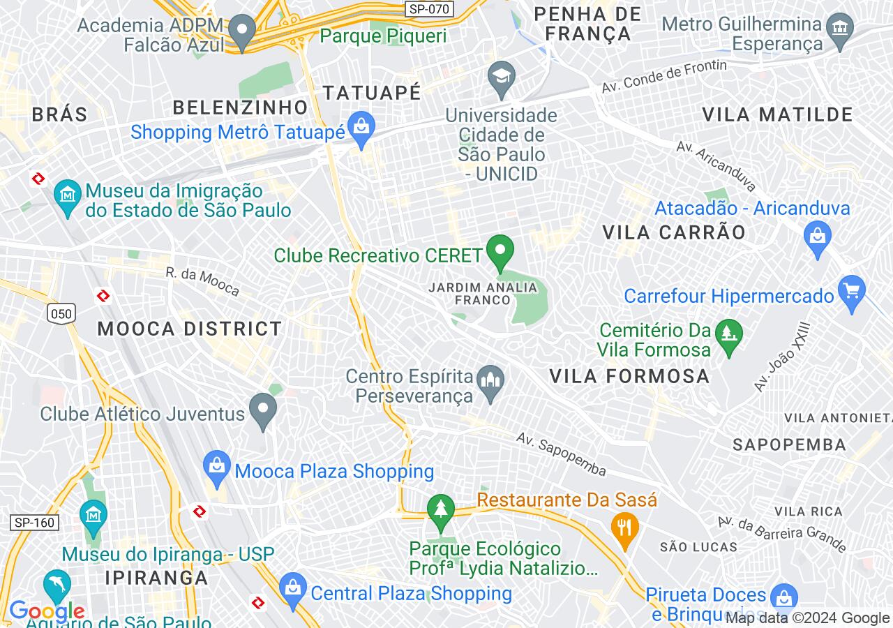 Mapa centralizado no bairro Vila Regente Feijó