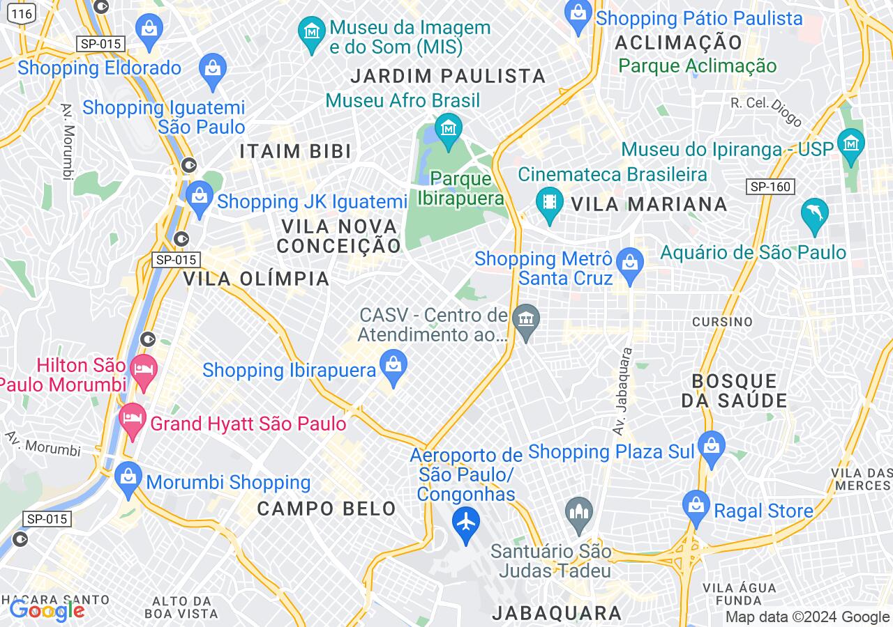 Mapa centralizado no bairro Moema �ndios