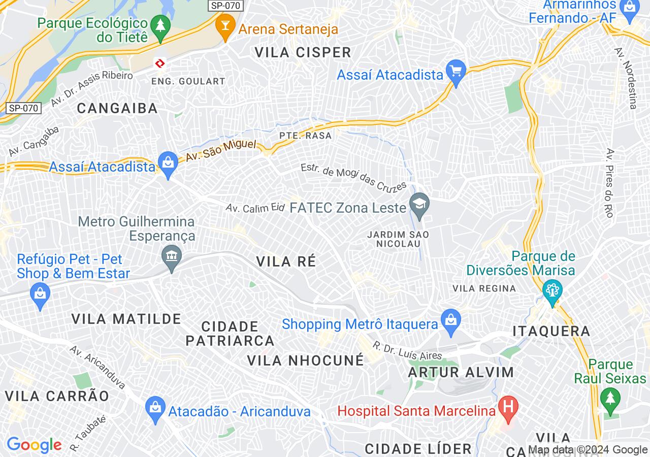 Mapa centralizado no bairro Burgo Paulista