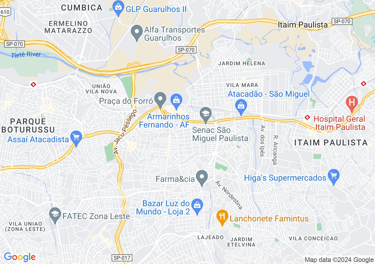 Mapa centralizado no bairro Vila Rosaria