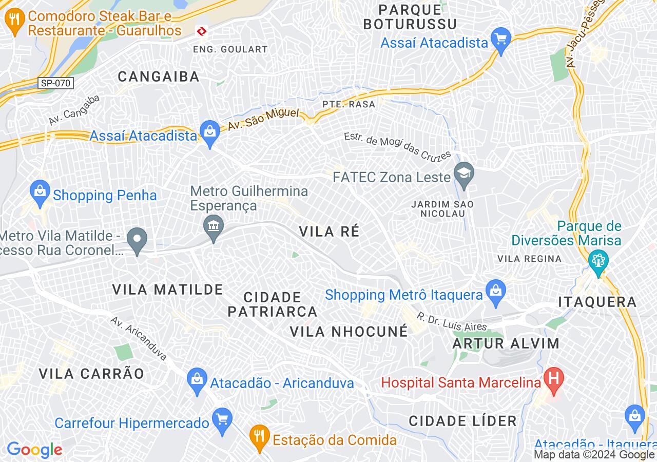 Mapa centralizado no bairro Vila Ré